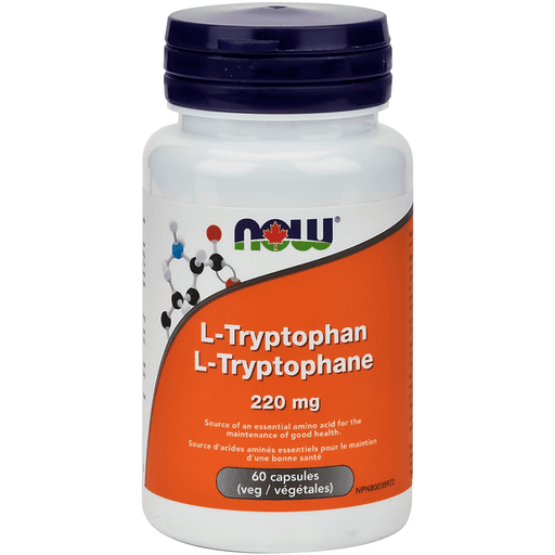 NOW L-Tryptophan 220 mg 60 Veggie Caps Supplements - Amino Acids at Village Vitamin Store