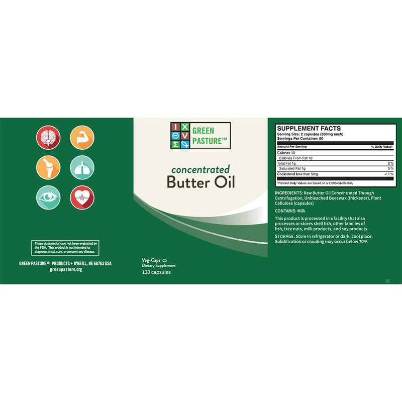 Green Pasture Concentrated Butter Oil (Previously known as X-Factor Gold) 120 cap Supplements - EFAs at Village Vitamin Store