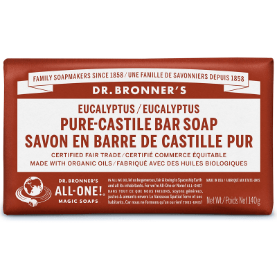 Dr. Bronner's Pure-Castile Bar Soap Eucalyptus 140g Soap & Gel at Village Vitamin Store