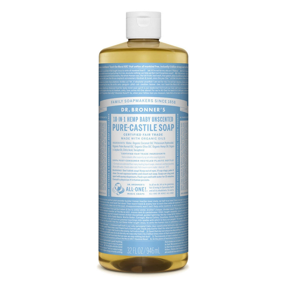 Dr Bronner’s Baby-Mild Liquid Castile Soap 944ML Unscented Soap & Gel at Village Vitamin Store