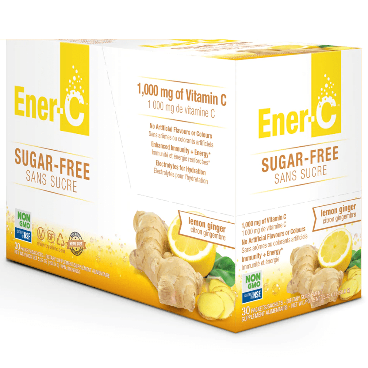 Ener-Life Vitamin-C 1000mg Lemon Ginger 30 Packs Vitamins - Vitamin C at Village Vitamin Store