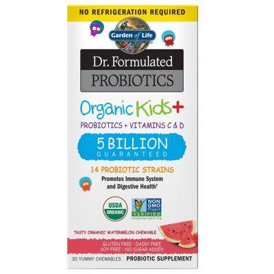Dr. Formulated Probiotics Organic Kids+ Shelf-Stable Watermelon 30 Chewables Supplements - Kids at Village Vitamin Store