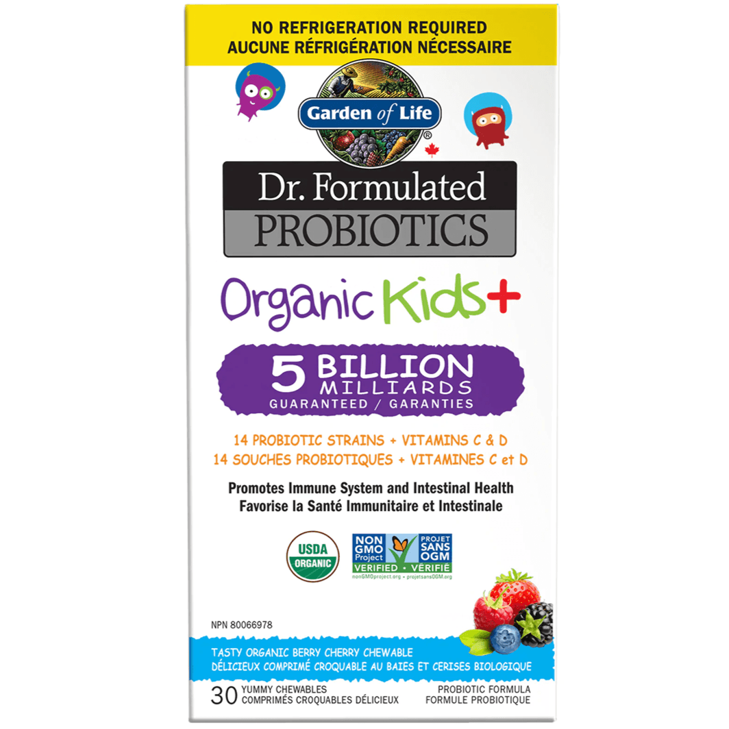 Garden of Life Dr. Formulated Probiotics Organic Kids+ 5 Billion CFU Shelf Stable Berry Cherry 30 Chews Supplements - Kids at Village Vitamin Store