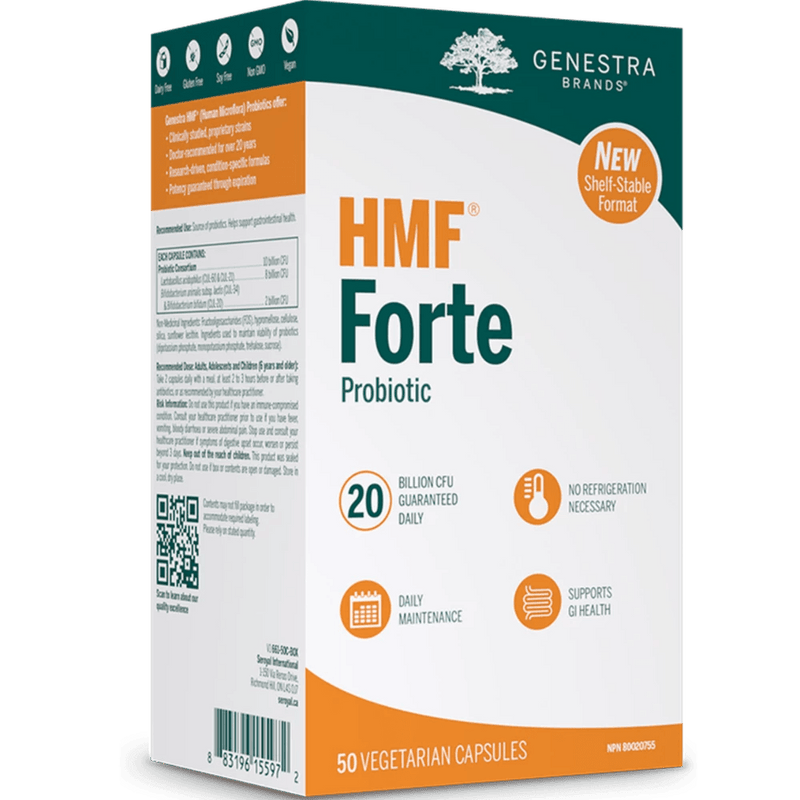Genestra HMF Forte Probiotic 20 Billion CFU 50 Veggie Caps Shelf-Stable Format Supplements - Probiotics at Village Vitamin Store