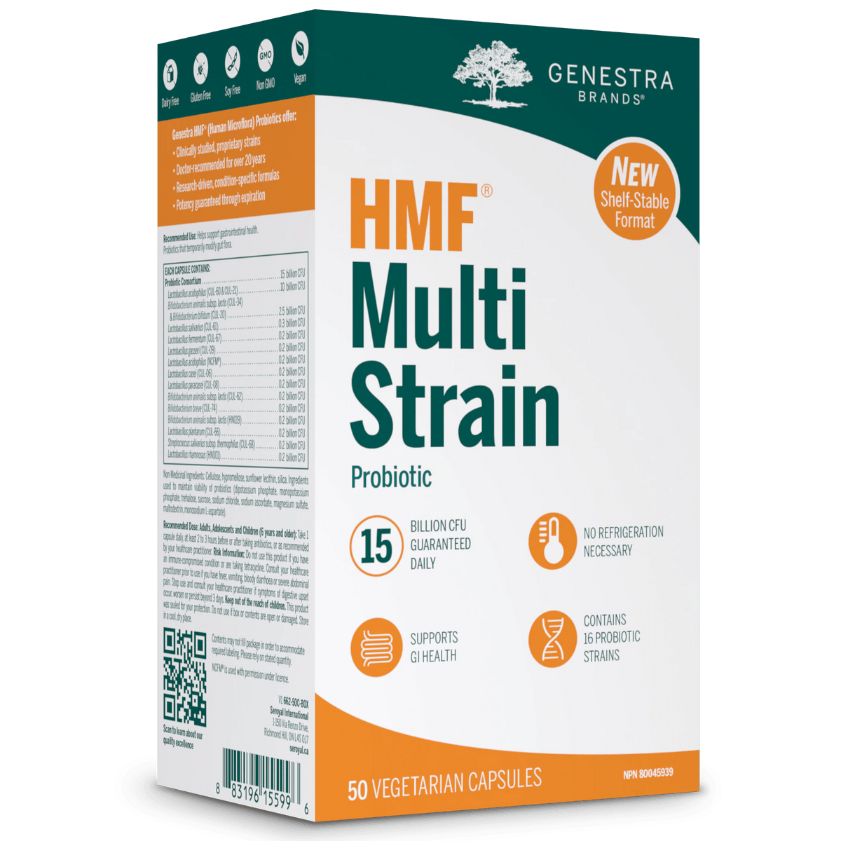 Genestra HMF Multi Strain Probiotic 15 Billion 50 Veggie Caps Shelf Stable Supplements - Probiotics at Village Vitamin Store