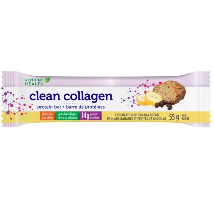 Genuine Health Clean Collagen Protein Bar Chocolate Chip Banana Bread 55g Supplements - Collagen at Village Vitamin Store