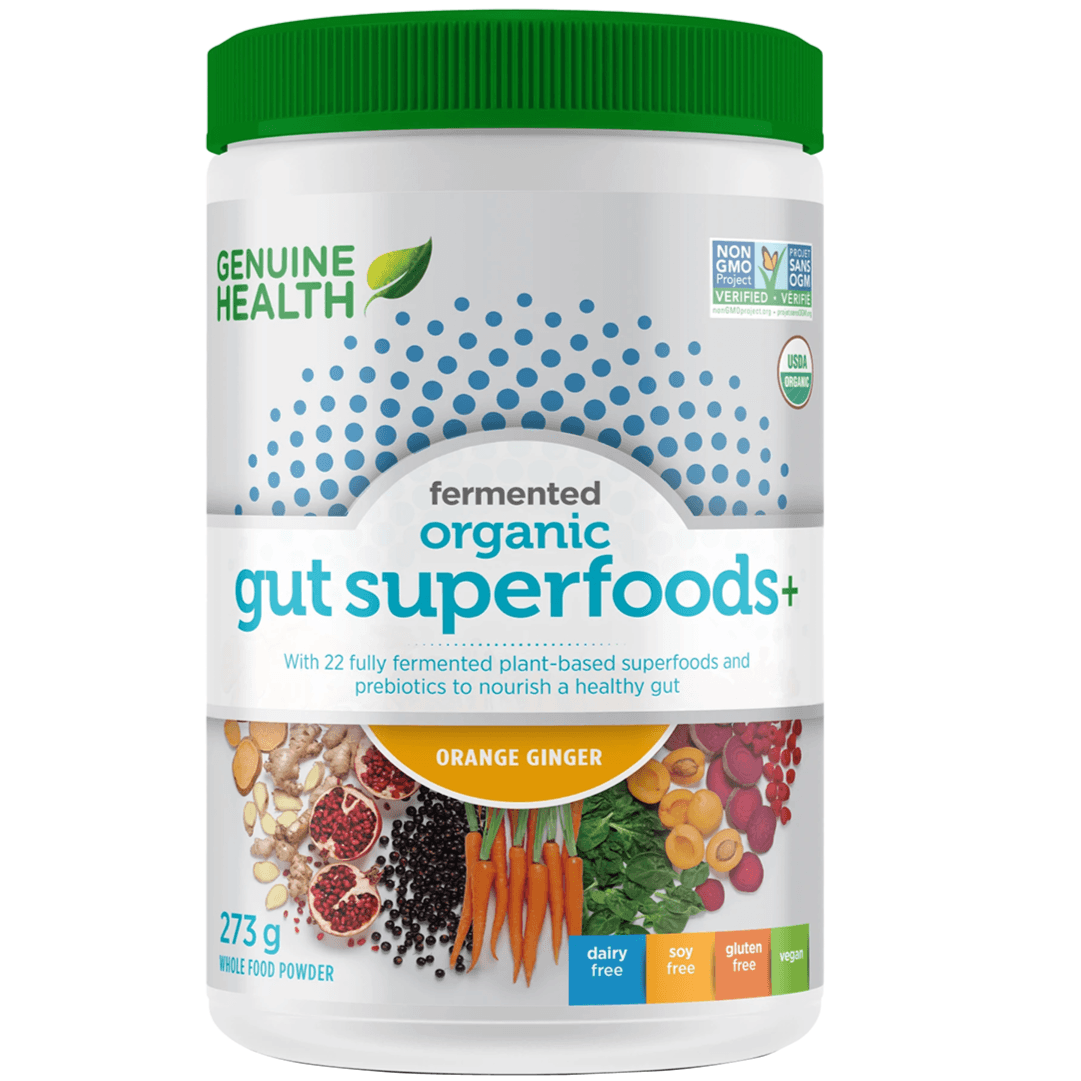 Genuine Health Fermented Organic Gut Superfoods+ Orange Ginger 273g Supplements - Greens at Village Vitamin Store