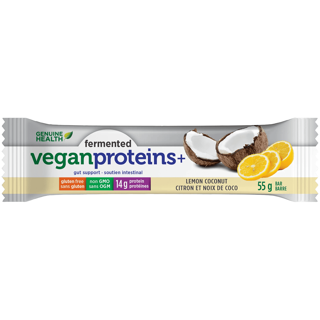 Sports Nutrition Genuine Health Fermented Vegan Protein+ Bar Lemon Coconut 55g Genuine Health