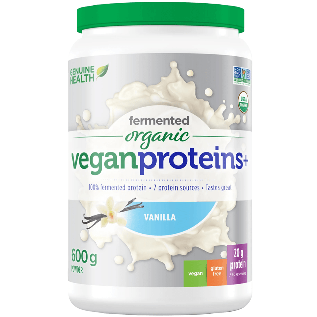Genuine Health Organic Fermented Vegan Proteins+ Vanilla 600g Supplements - Protein at Village Vitamin Store