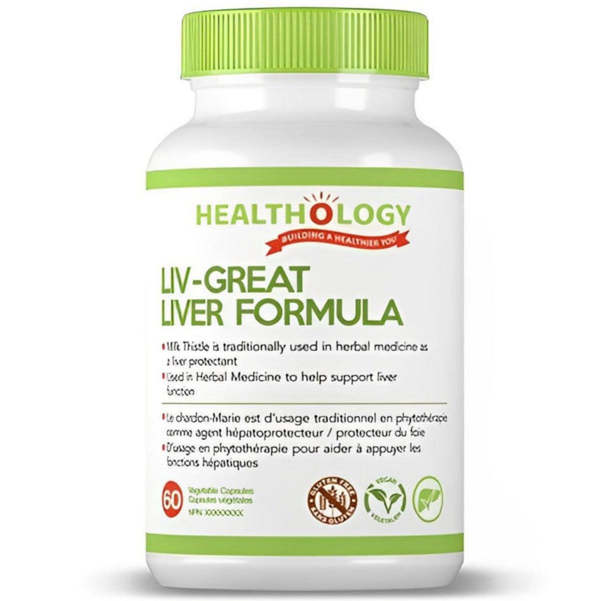 Healthology Liv-Great Liver Formula 60 Veggie Caps Supplements - Liver Care at Village Vitamin Store