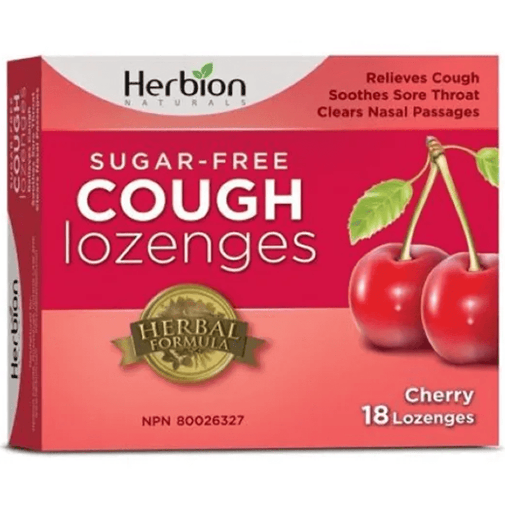 Cold and Flu Herbion Sugar Free Cough Lozenges Cherry 18 Lozenges Herbion