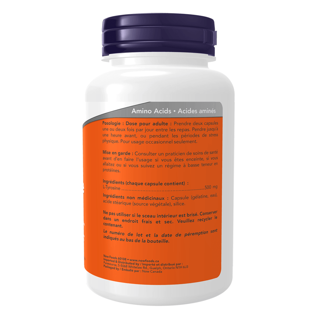 NOW L-Tyrosine 500 mg 120 Caps Supplements - Amino Acids at Village Vitamin Store