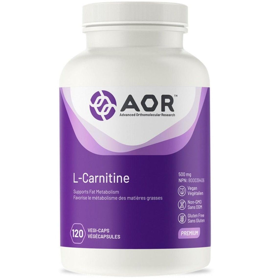 AOR L-Carnitine 500mg 120 Veggie Caps Supplements - Amino Acids at Village Vitamin Store
