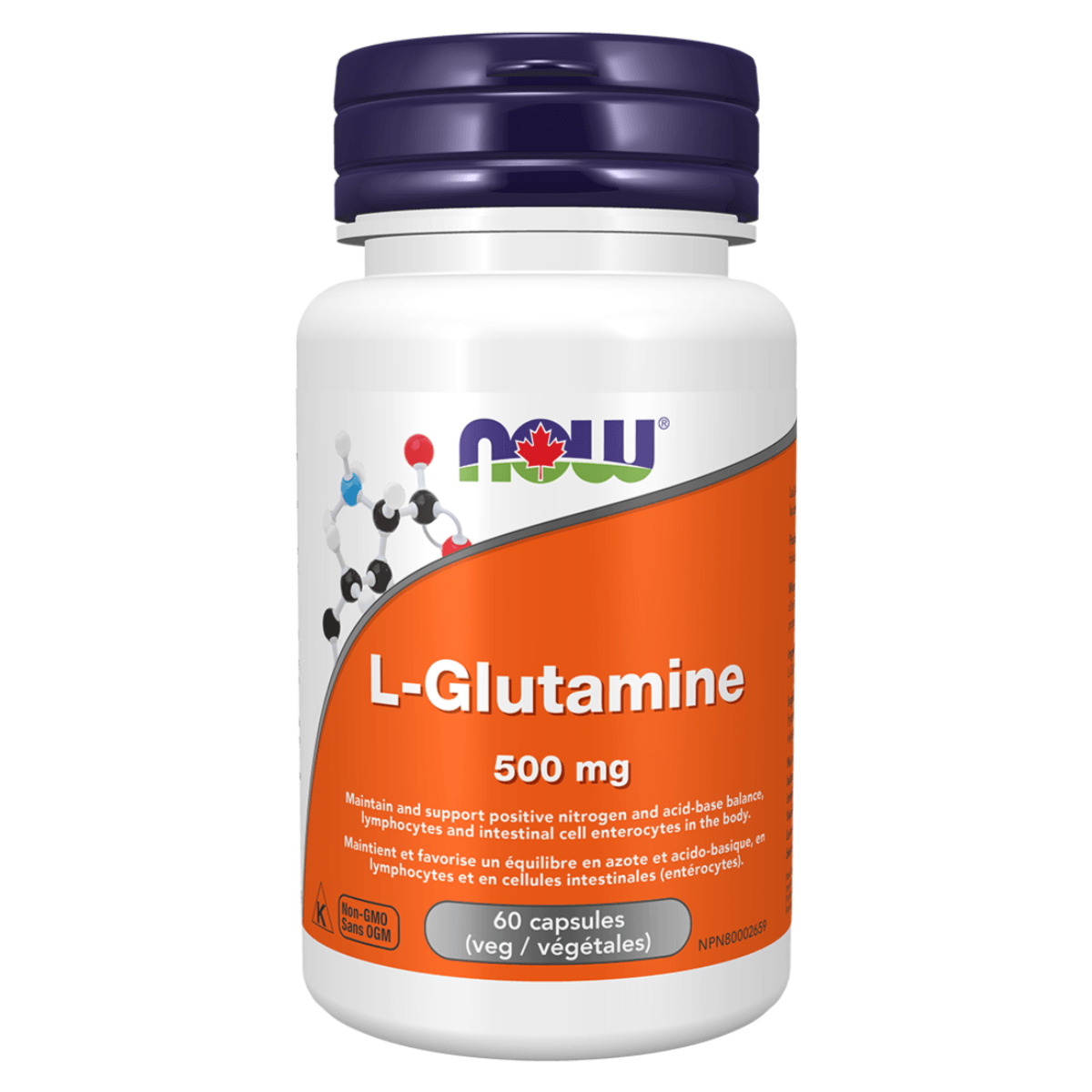 NOW L-Glutamine 500 mg 60 Veggie Caps Supplements - Amino Acids at Village Vitamin Store