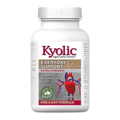 Cardiovascular Kyolic Aged Garlic Extract Everyday Support Extra Strength 1000mg 30 Veggie Tablets Kyolic