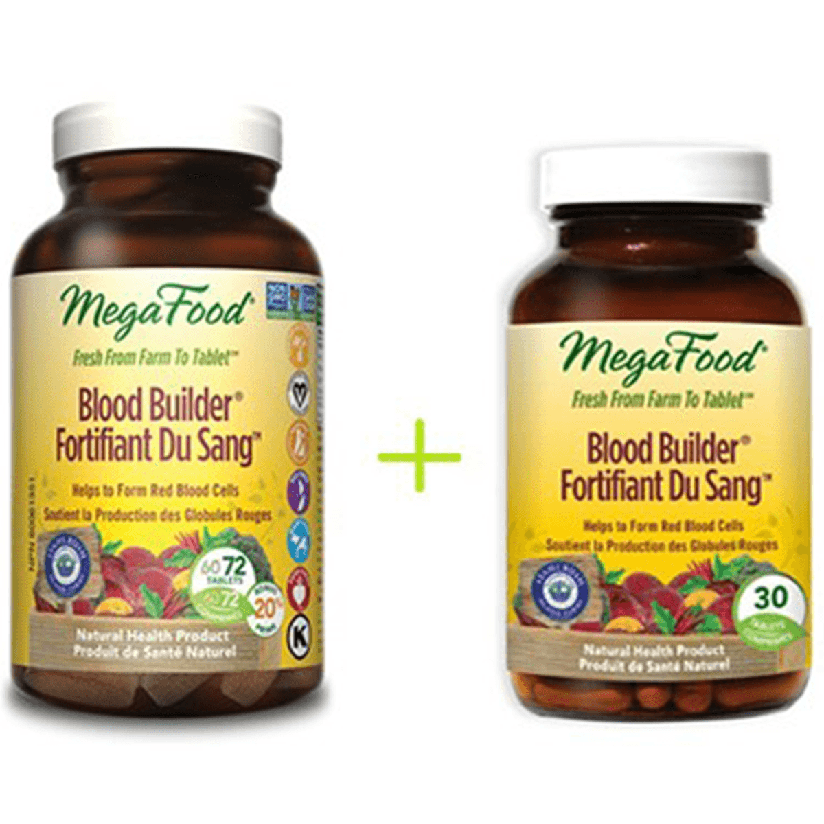 Mega Food Blood Builder 72+30 Tabs BONUS Pack Minerals - Iron at Village Vitamin Store
