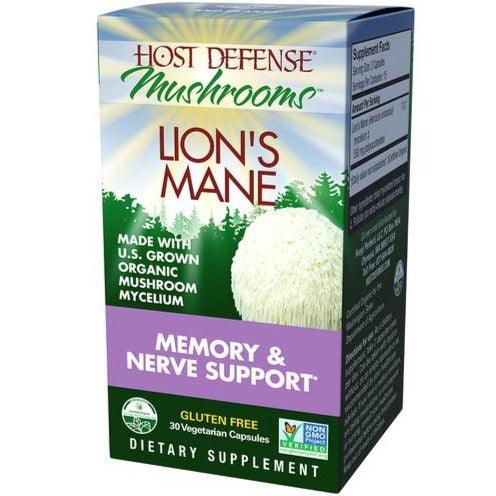 Host Defense Lion's Mane - Memory & Nerve Support 30 Vegetarian Capsules Supplements - Cognitive Health at Village Vitamin Store