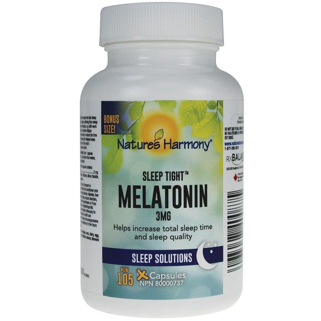 Nature's Harmony Melatonin Sleep Tight 3mg 105 Caps Supplements - Sleep at Village Vitamin Store