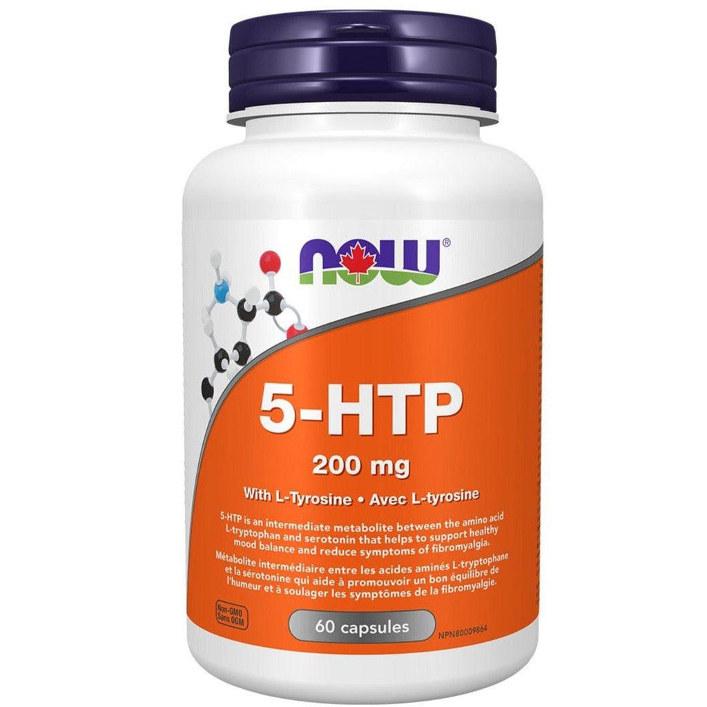NOW 5-HTP 200mg With Tyrosine 60 Caps Supplements - Stress at Village Vitamin Store