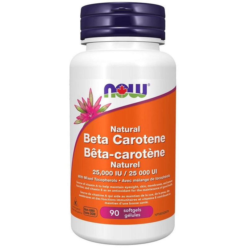 NOW Beta Carotene 25000 IU 90 Softgels Supplements at Village Vitamin Store
