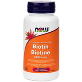 NOW Biotin 5000mcg 60 Veggie Caps Supplements - Hair Skin & Nails at Village Vitamin Store