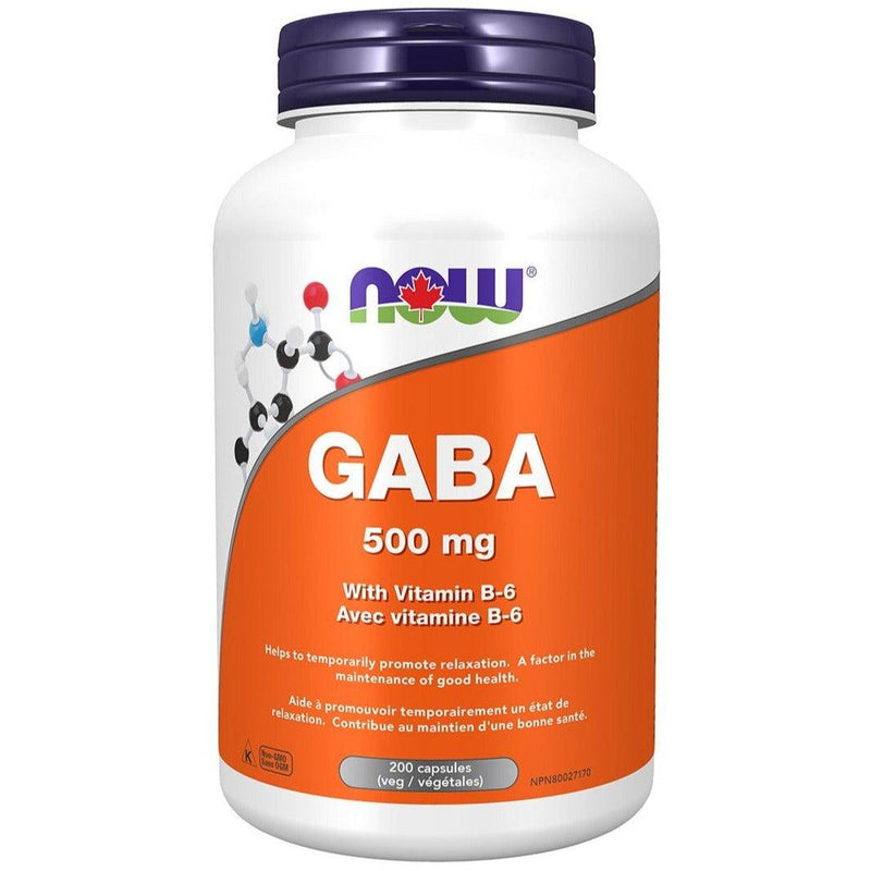 NOW GABA 500mg 200 Veggie Caps Supplements at Village Vitamin Store