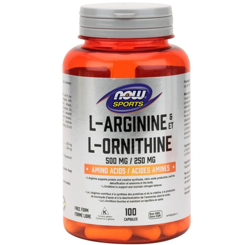 NOW Sports L-Arginine & L-Ornithine 100 Caps Supplements - Amino Acids at Village Vitamin Store