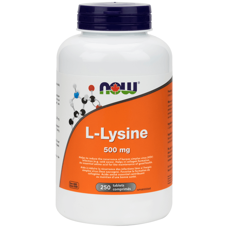 NOW L-Lysine 500mg 250 Tabs Supplements - Amino Acids at Village Vitamin Store