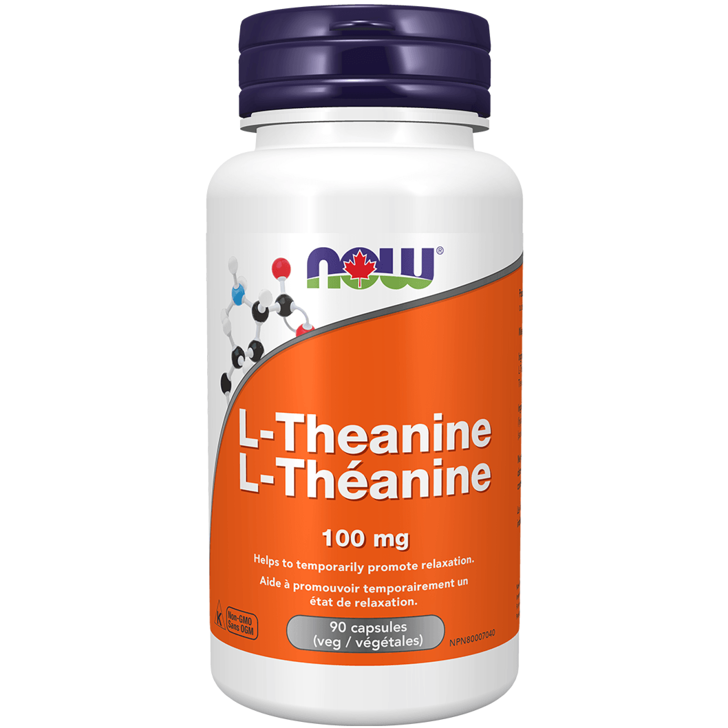NOW L-Theanine 100 mg 90 Veggie Caps Supplements - Amino Acids at Village Vitamin Store