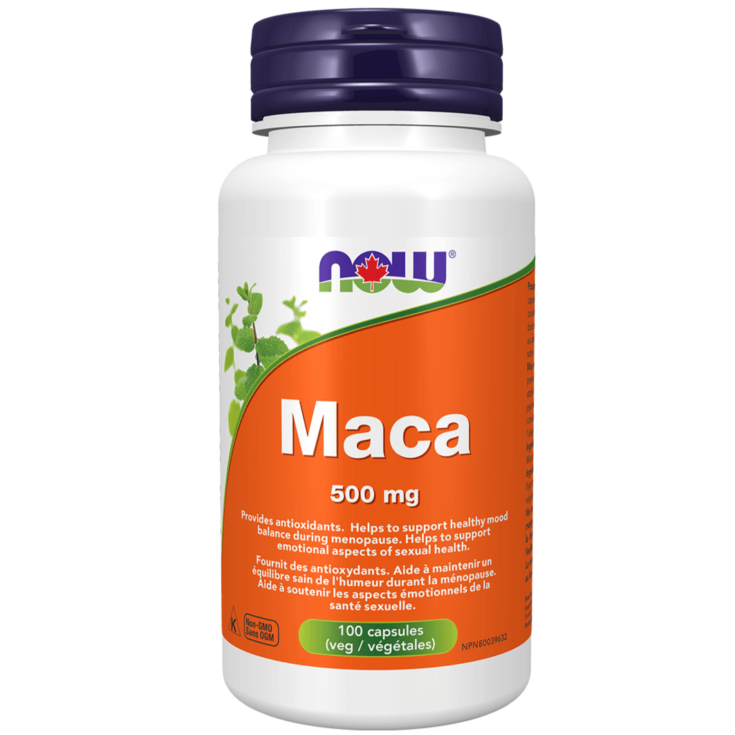 NOW Maca 500mg 100 Veggie Caps Supplements - Intimate Wellness at Village Vitamin Store