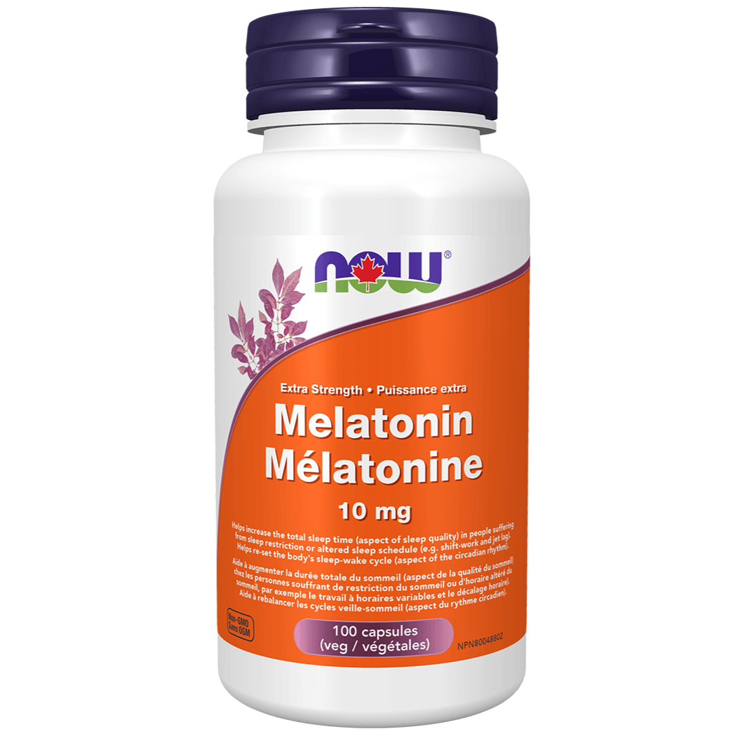 NOW Melatonin 10 mg 100 Veggie Caps Supplements - Sleep at Village Vitamin Store