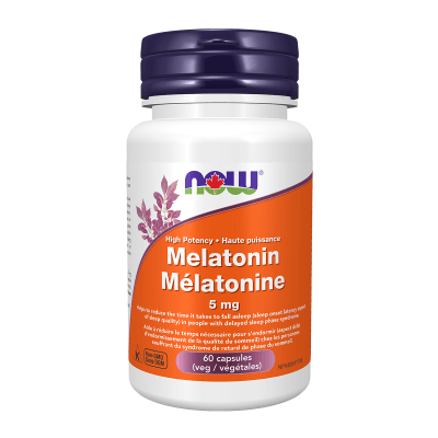 NOW Melatonin 5mg 60Veggie Caps Supplements - Sleep at Village Vitamin Store