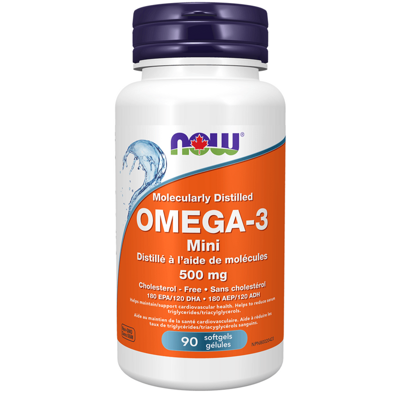 NOW Omega 3 Mini 500mg 90sgels Supplements - EFAs at Village Vitamin Store