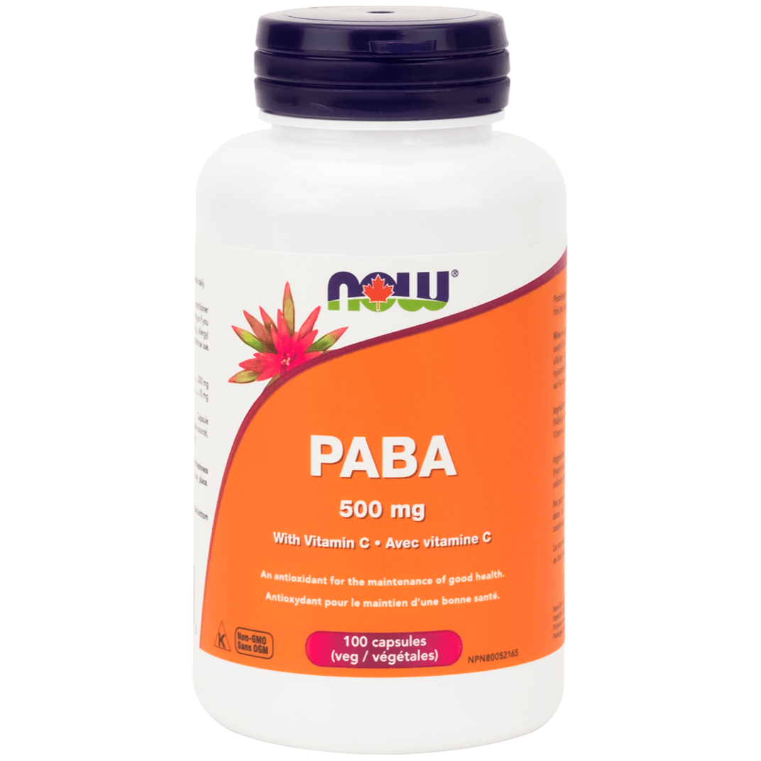 NOW PABA 500mg 100 Veggie Caps Supplements at Village Vitamin Store