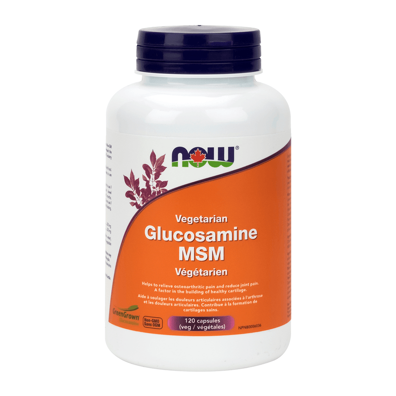NOW Vegetarian Glucosamine & MSM 120 Veggie Caps Supplements - Joint Care at Village Vitamin Store