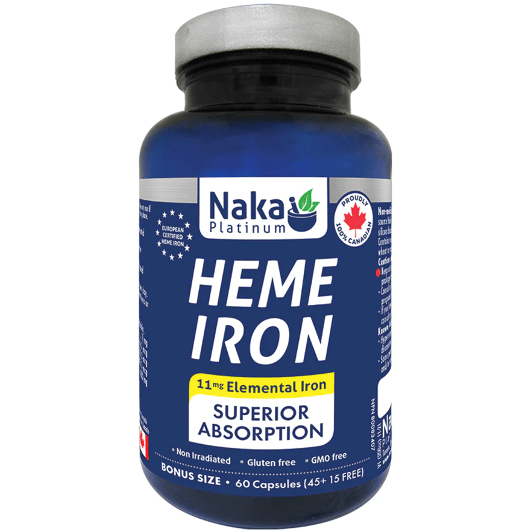 Naka Platinum Heme Iron 60 Caps (45 + 15 FREE) Minerals - Iron at Village Vitamin Store