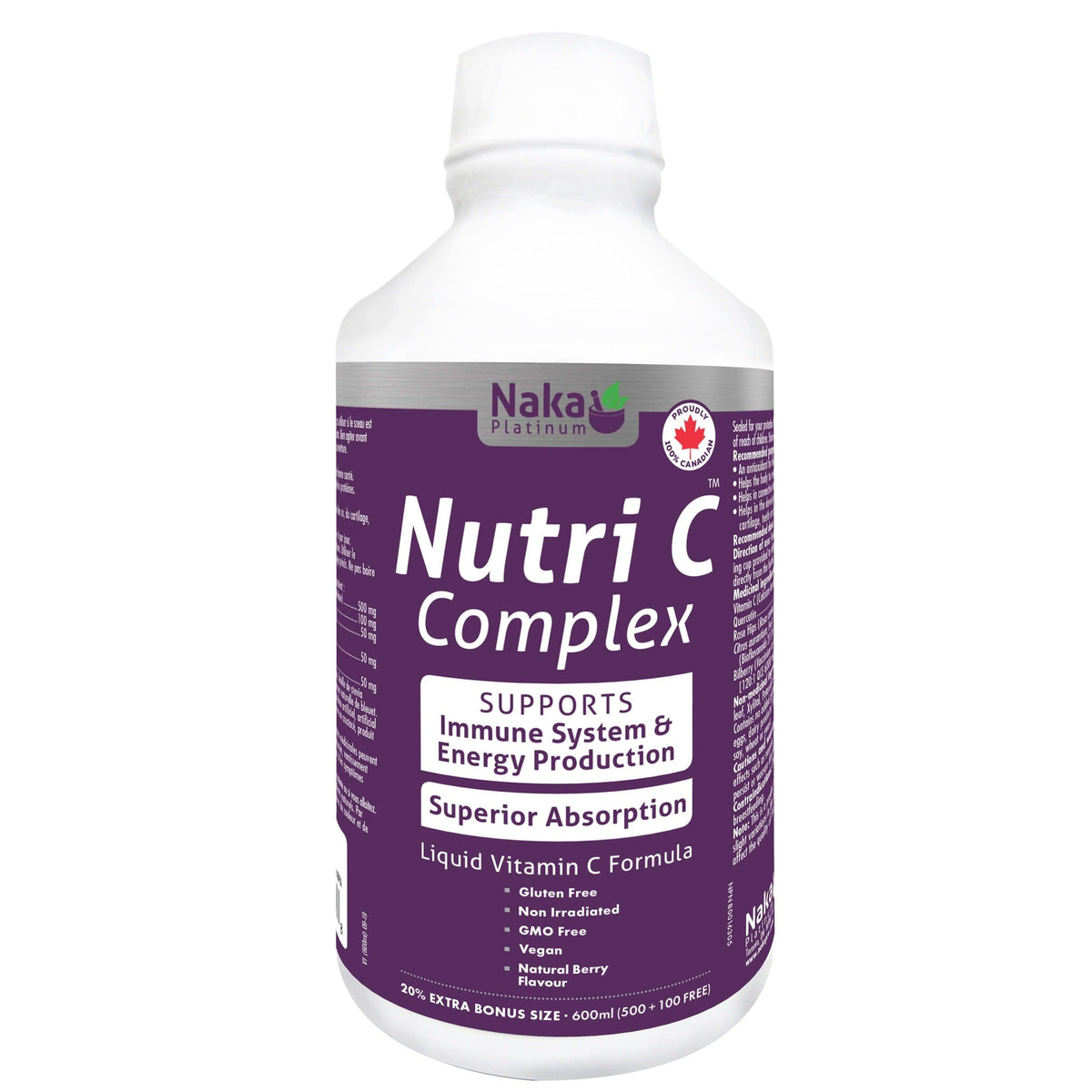 Naka Platinum Nutri C Complex Berry 600mL (500 + 100 FREE) Vitamins - Vitamin C at Village Vitamin Store
