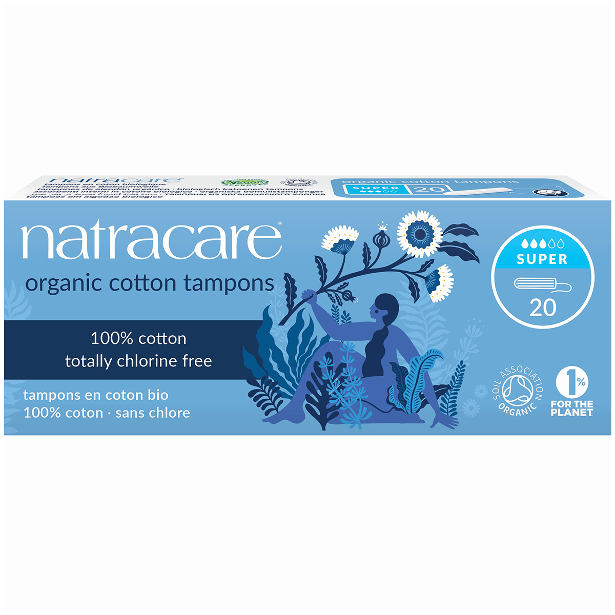 NatraCare Organic Cotton Tampons Super 20 Tampons Feminine Sanitary Supplies at Village Vitamin Store