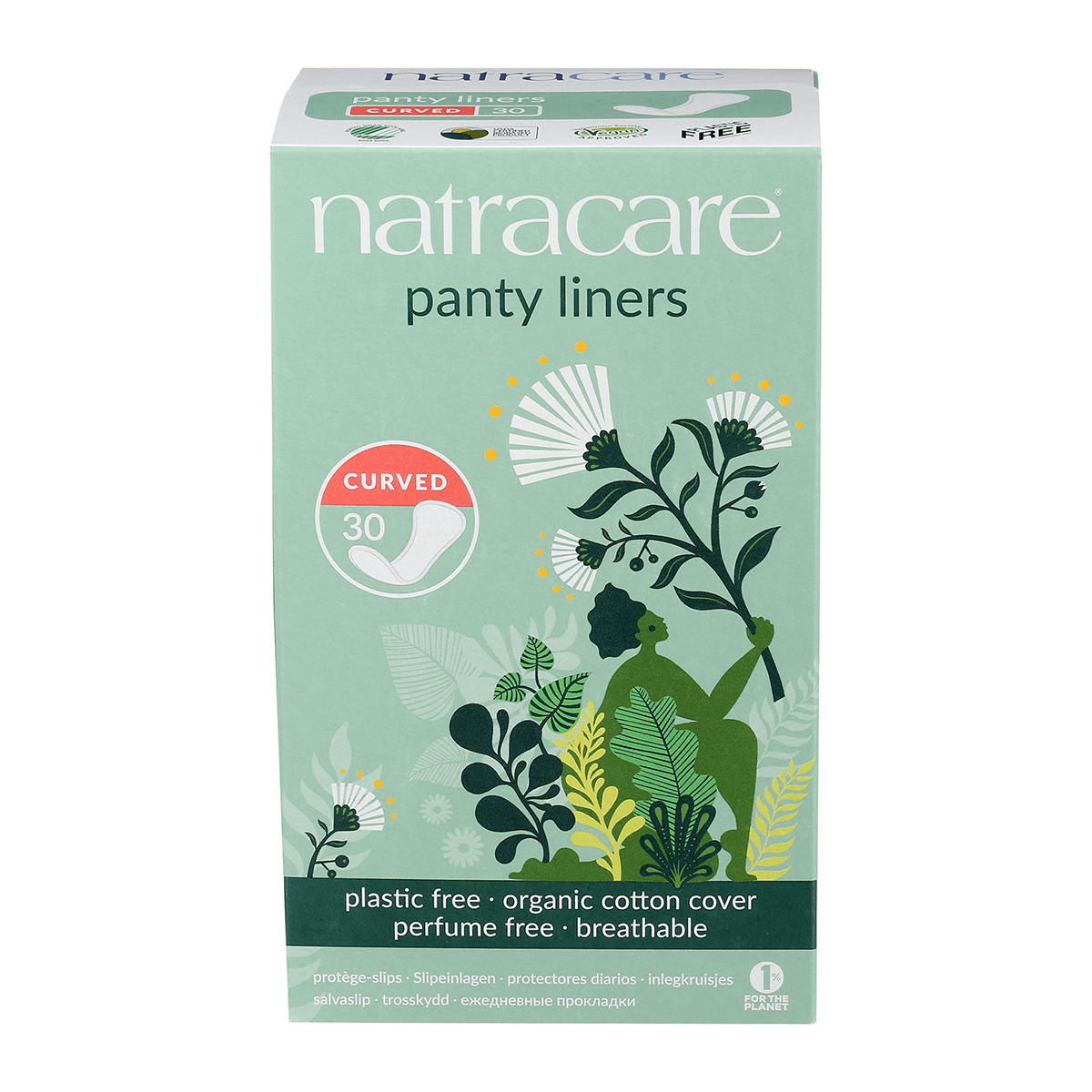 NatraCare Organic Panty Liners Curved 30 Liners Feminine Sanitary Supplies at Village Vitamin Store
