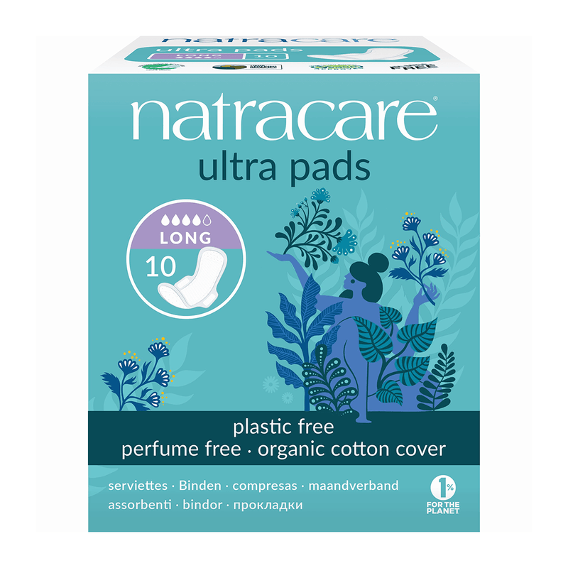 NatraCare Organic Ultra Pads Long 10 Pads Feminine Sanitary Supplies at Village Vitamin Store