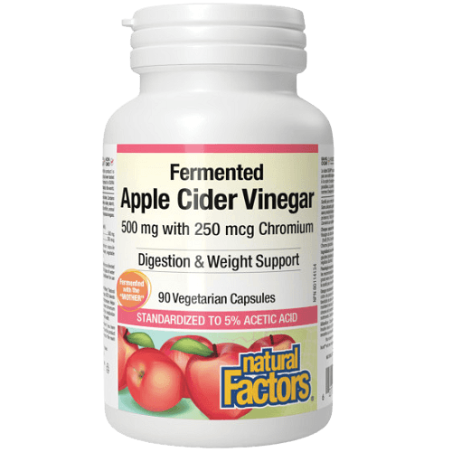 Natural Factors Apple Cider Vinegar 500mg 90 Capsules Supplements - Weight Loss at Village Vitamin Store