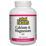 Vitamins Natural Factors Calcium & Magnesium 2:1 Plus Vitamin D3 180 Capsules Natural Factors