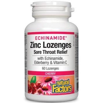 Natural Factors Echinamide Zinc Lozenges Cherry 60 Lozenges Cough, Cold & Flu at Village Vitamin Store