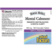 Natural Factors Mental Calmness 100% L-Theanine 100mg 120 Chewable Tabs Supplements - Stress at Village Vitamin Store