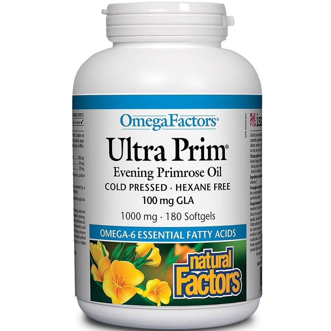 Natural Factors Omega Factors Ultra Prim Evening Primrose Oil 1000mg 180 Softgels Supplements - EFAs at Village Vitamin Store