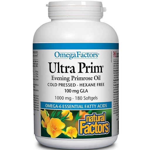 Natural Factors Omega Factors Ultra Prim Evening Primrose Oil 1000mg 180 Softgels Supplements - EFAs at Village Vitamin Store