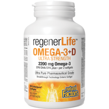 Natural Factors RegenerLife Omega-3+D 90 Softgels Supplements - EFAs at Village Vitamin Store