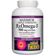 Natural Factors Rx Omega-3 Maximum Strength 900mg With Vitamin D3 150 Softgels Supplements - EFAs at Village Vitamin Store