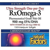 Natural Factors Rx Omega-3 Maximum Strength 900mg With Vitamin D3 150 Softgels Supplements - EFAs at Village Vitamin Store