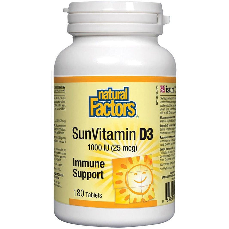 Natural Factors Sun Vitamin D3 1000 IU 180 Tabs Vitamins - Vitamin D at Village Vitamin Store